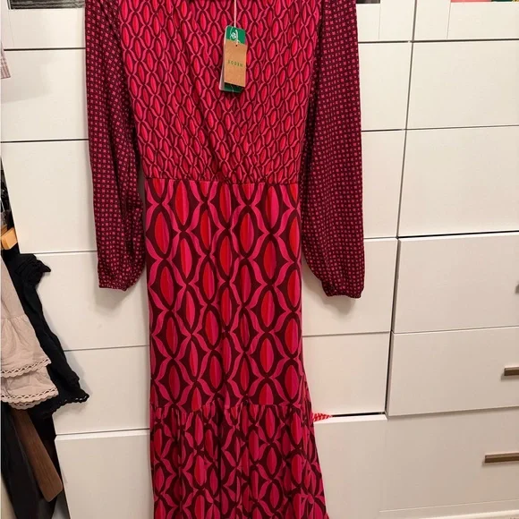 Boden Pink Patterned Wrap Maxi Dress - Picture 2 of 3